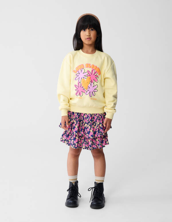 Bloem Artwork Pullover Hellgelb SHOEBY GIRLS