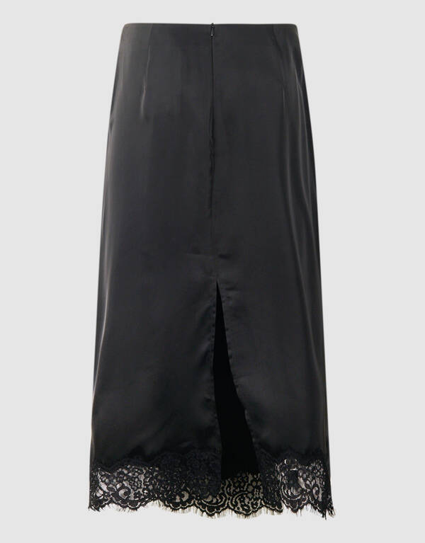 Kante Satin Maxi Rock Schwarz SHOEBY WOMEN