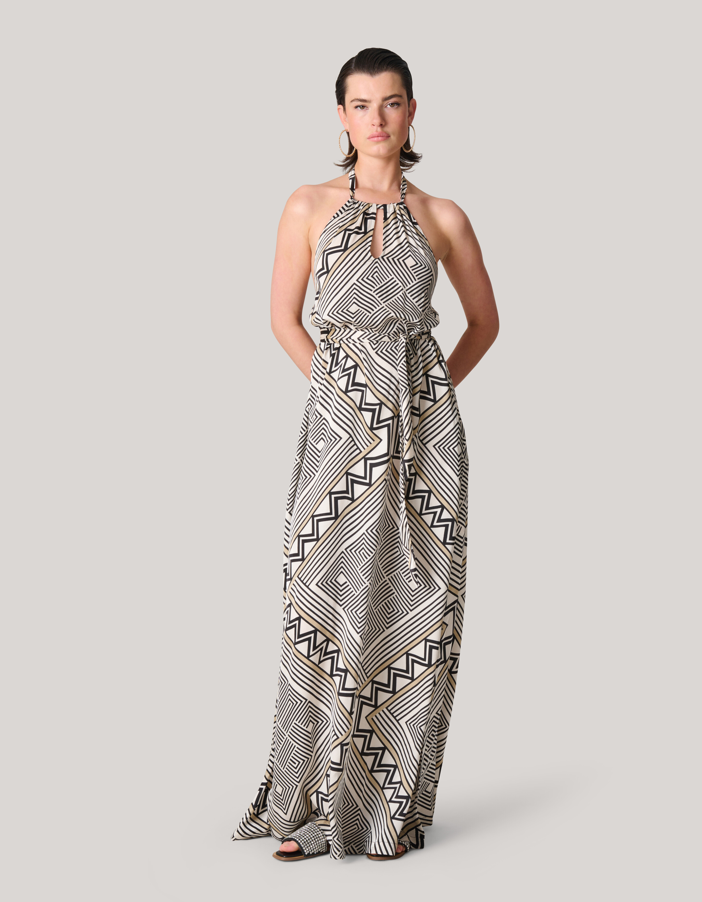 Printed Maxi Jurk Gebroken Wit SHOEBY WOMEN