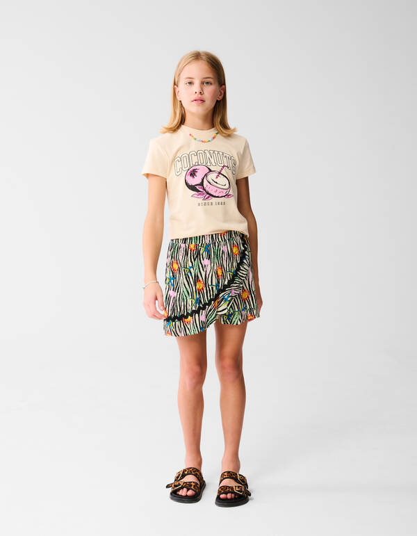 Bedruckter Zebra-Skort Off White SHOEBY GIRLS