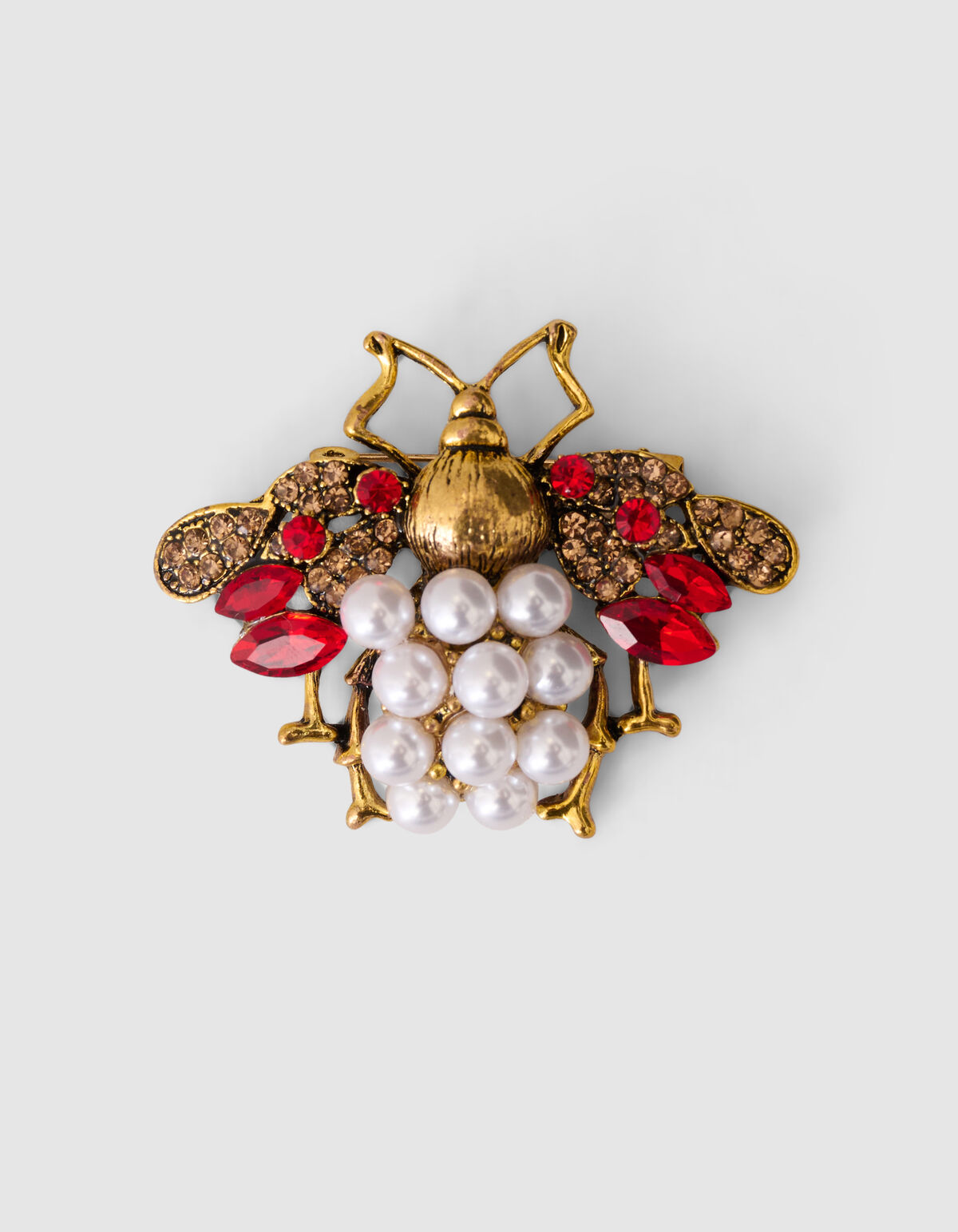 Perle Fly Brosche Rot/Gold SHOEBY ACCESSOIRES