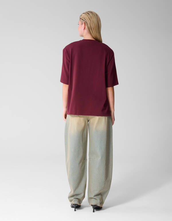Split-T-Shirt Dunkelrot SHOEBY WOMEN