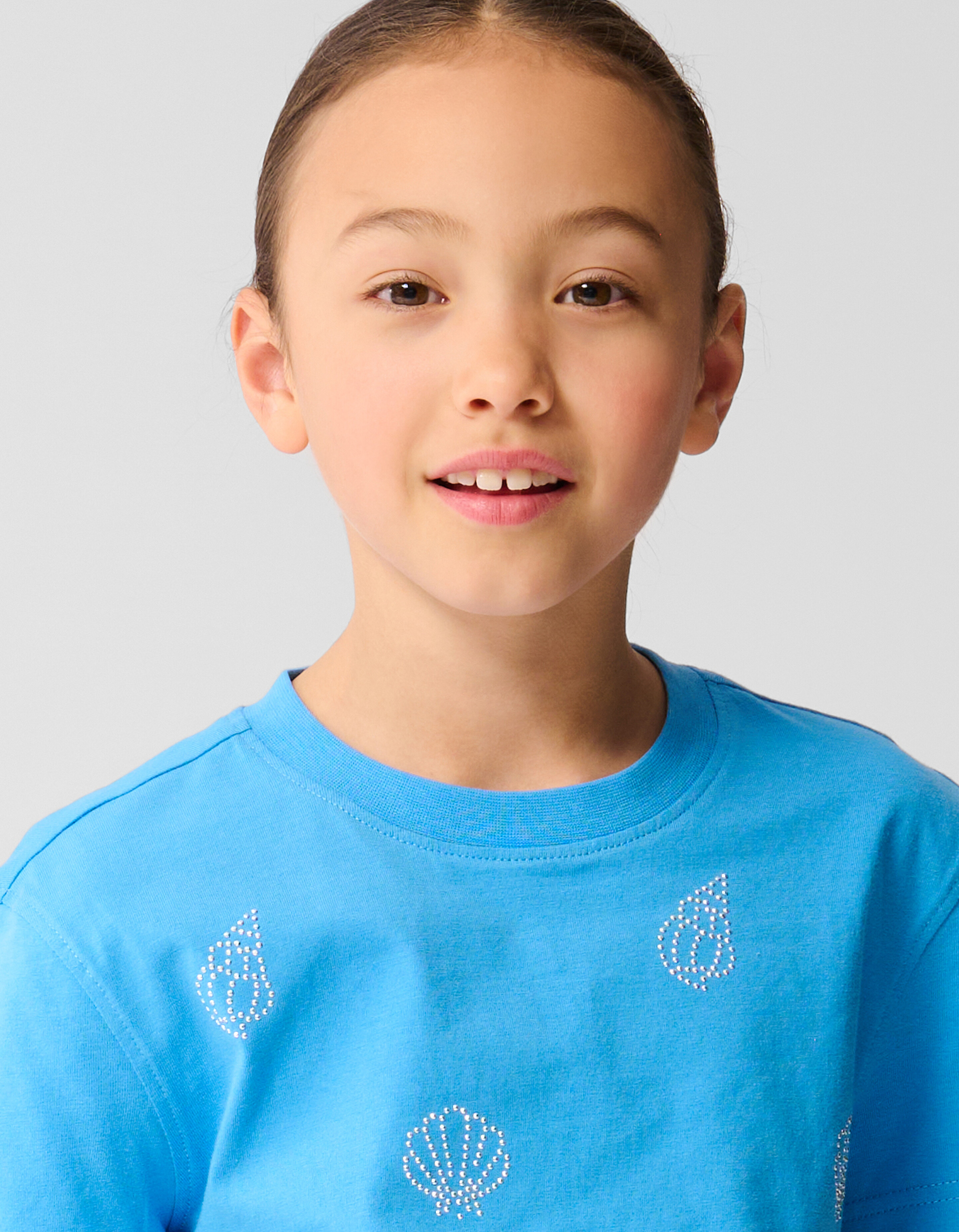 Strass Muschel-T-Shirt Blau SHOEBY GIRLS