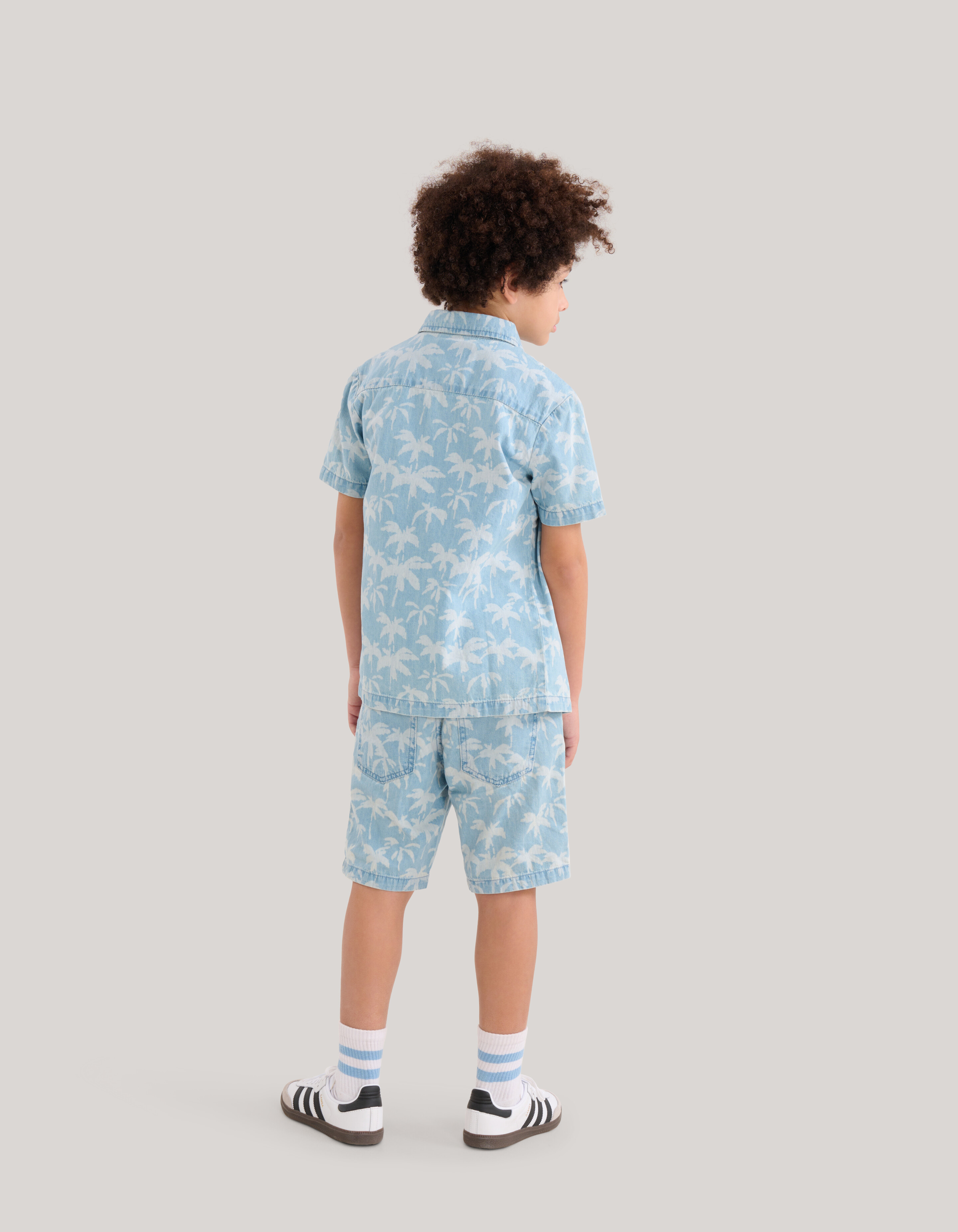 Palm Print Denim Shirt Bleached SHOEBY BOYS