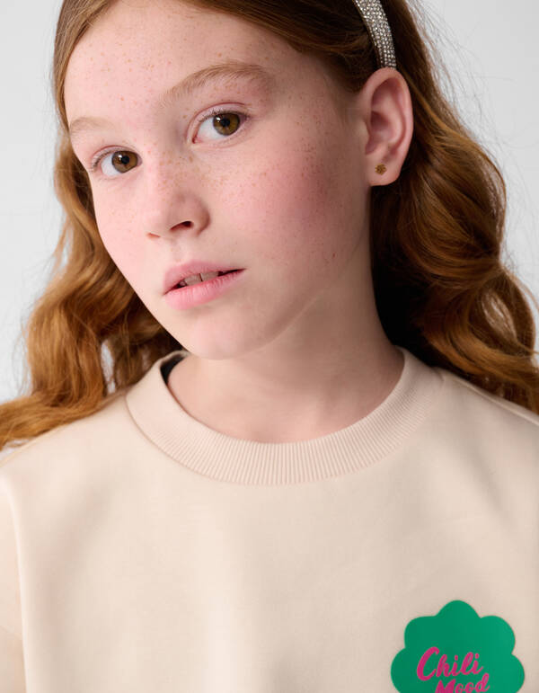 Peper Artwork Pullover Gebrochen Wei&szlig; SHOEBY GIRLS