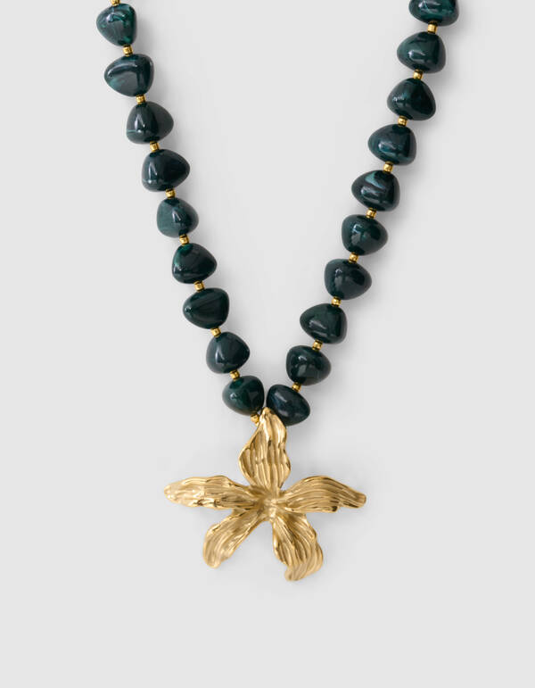 Blumen-Halskette Dunkelgr&uuml;n SHOEBY ACCESSOIRES