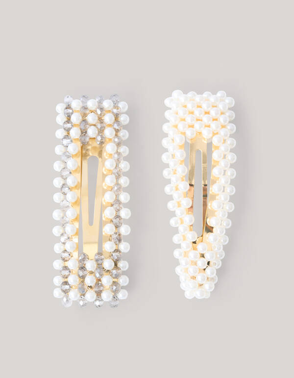 Perlen Haarspange Aus Wei&szlig; SHOEBY ACCESSOIRES