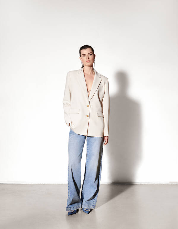 &Uuml;bergro&szlig;er Blazer Off White SHOEBY WOMEN