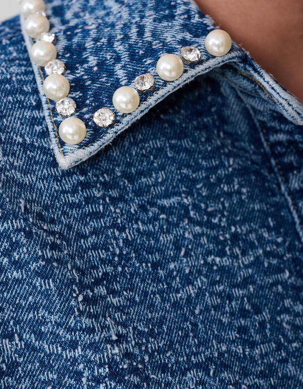 Strukturierte Jeansbluse Blau SHOEBY WOMEN