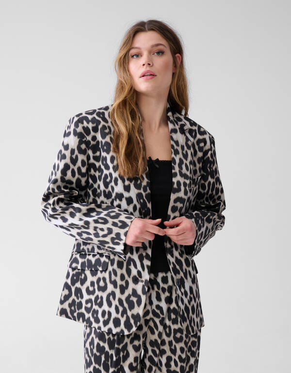 Übergroßer Leoparden-Blazer Grau SHOEBY WOMEN