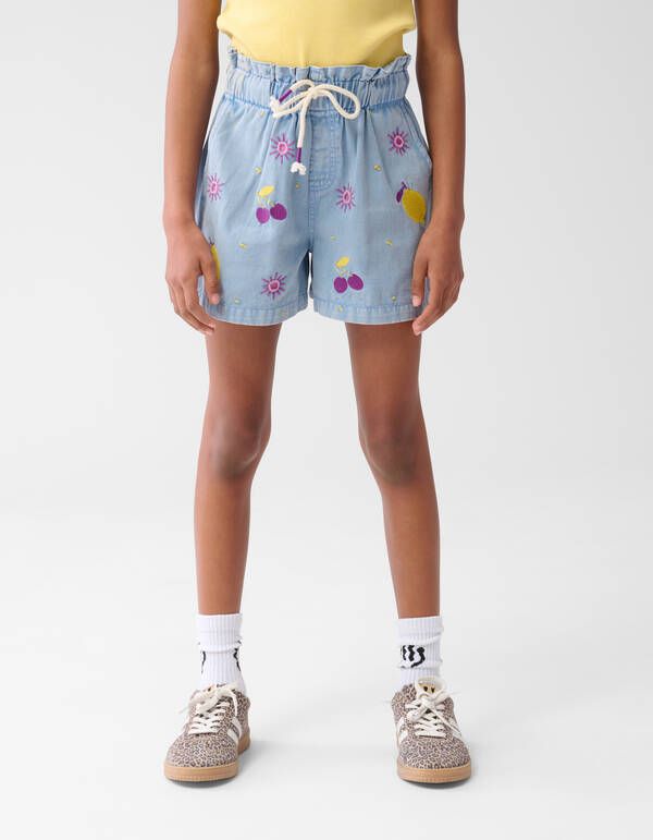 Obst Kunstwerk Twill Short Blau SHOEBY GIRLS