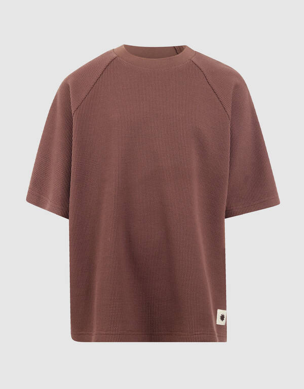 Waffelstruktur T-Shirt Dunkelbraun SHOEBY BOYS