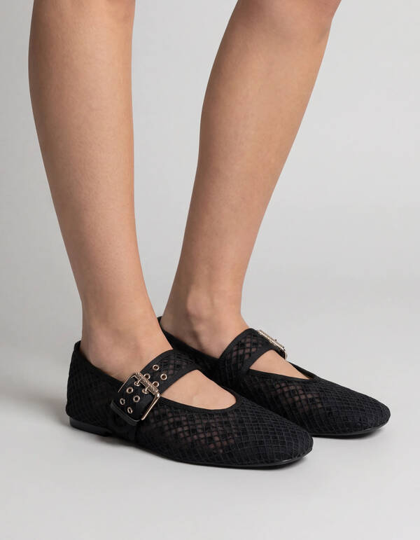 Polkadot Mesh Ballerinas Schwarz SHOEBY SHOES