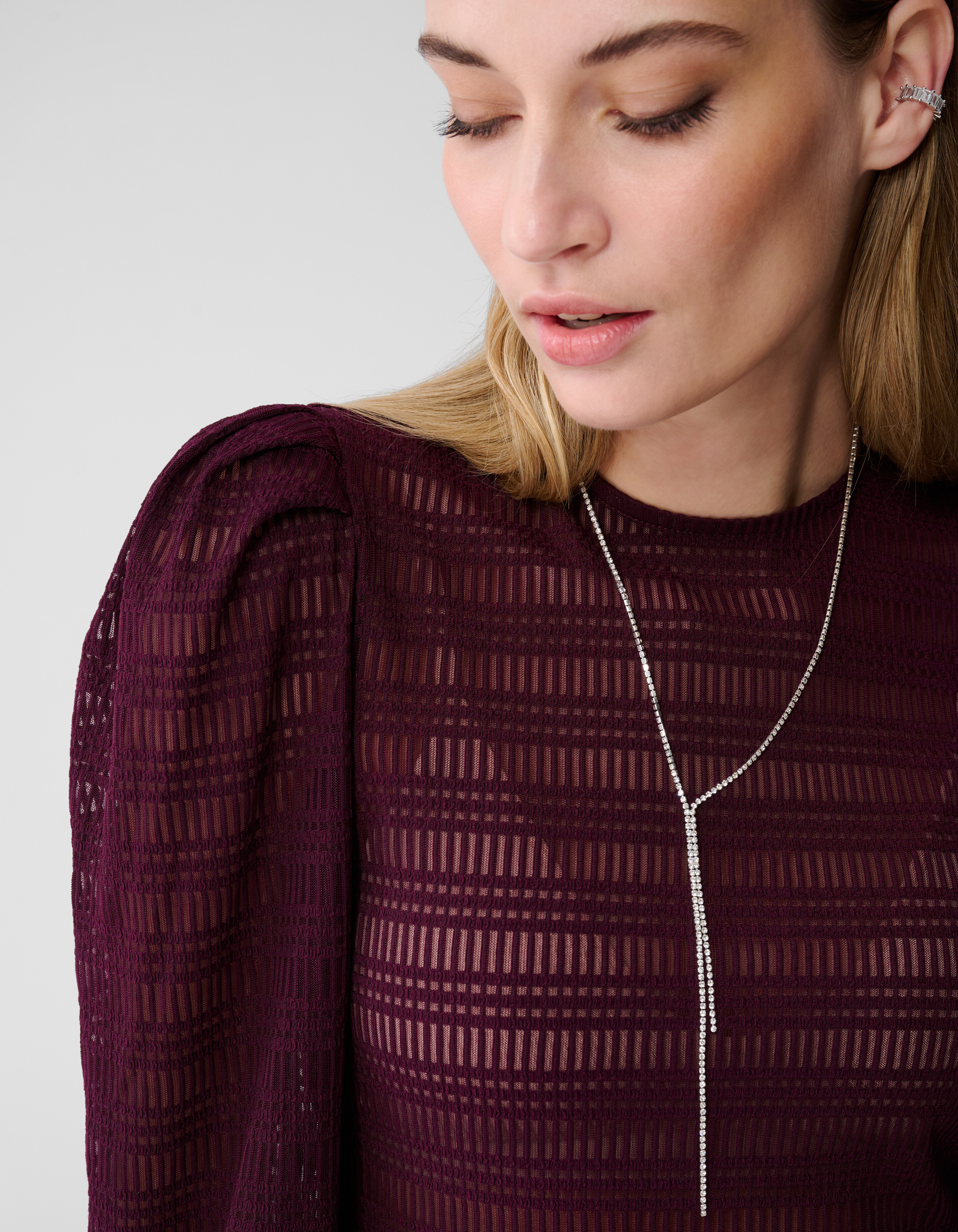 Bluse mit Mesh-Struktur, dunkelrot SHOEBY WOMEN