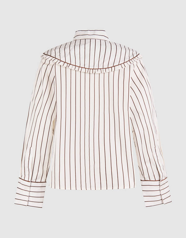 Bluse mit gro&szlig;em Kragen und Streifen in Braun SHOEBY WOMEN