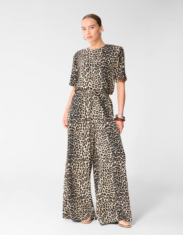 Leopard Twist Weitbein-Hose Braun SHOEBY WOMEN