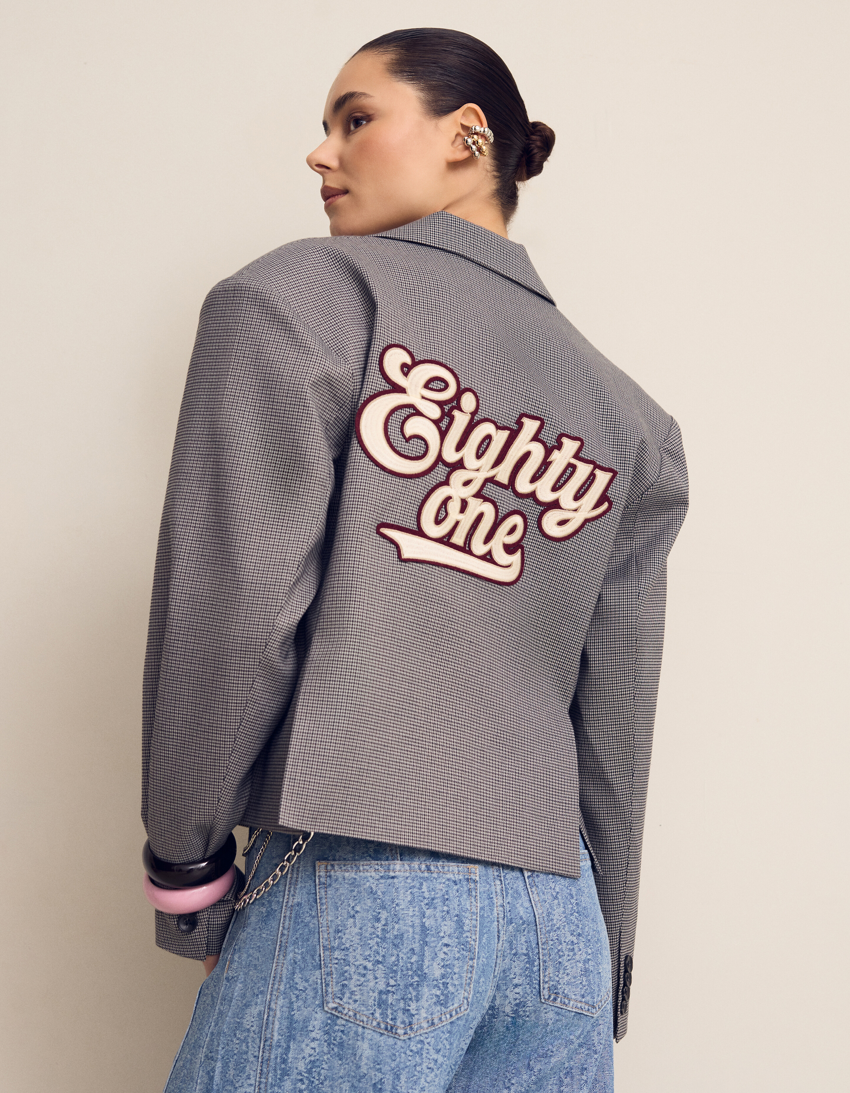 Sportlicher Oversized Karo-Blazer Grau SHOEBY WOMEN