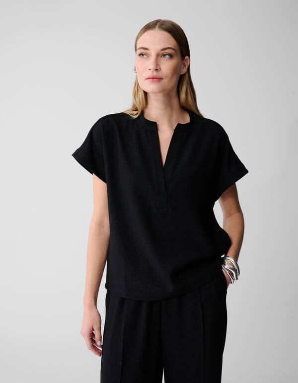 Schwarzes Glitzer-Top mit V-Ausschnitt SHOEBY WOMEN