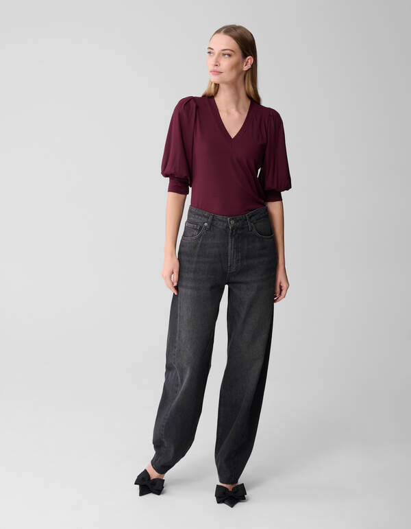 Rippstrick-Oberteil Dunkelrot SHOEBY WOMEN