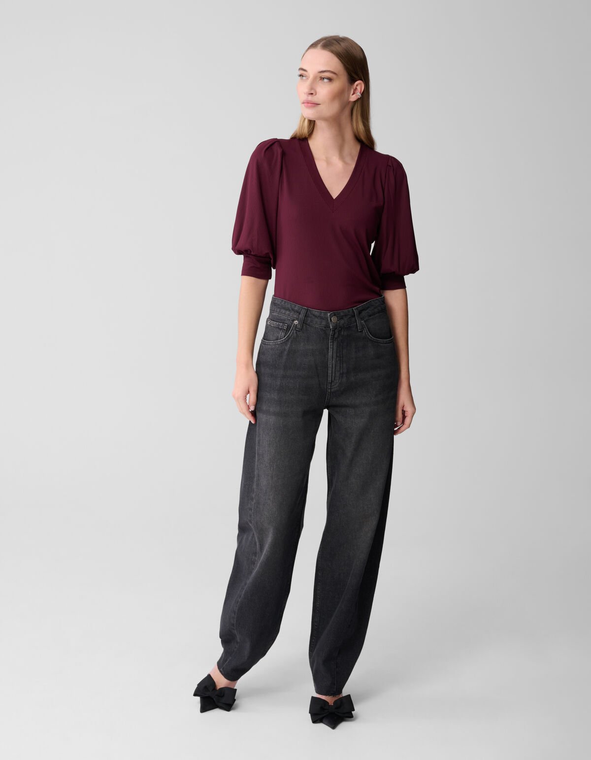 Rippstrick-Oberteil Dunkelrot SHOEBY WOMEN