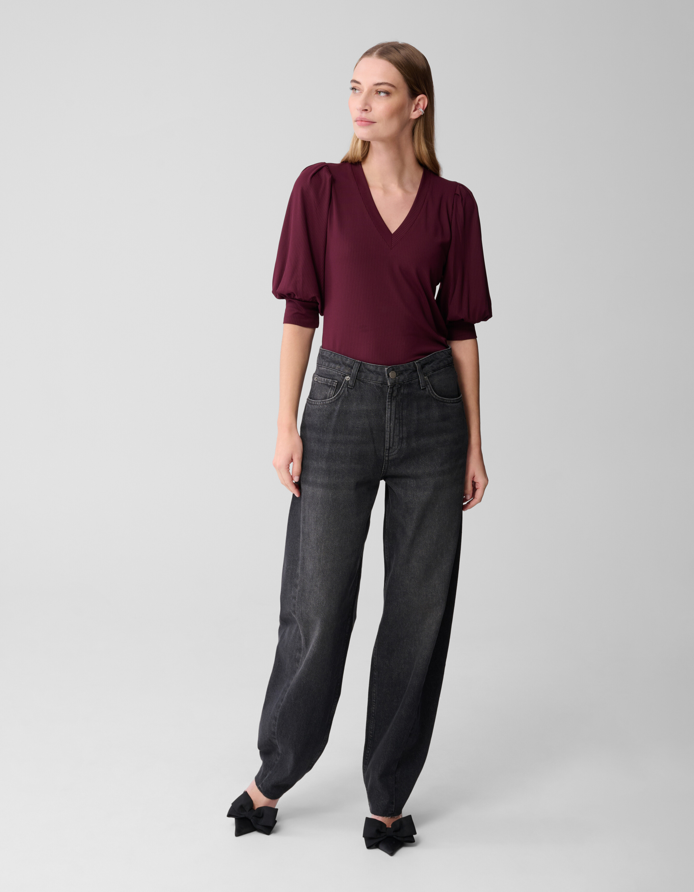 Rippstrick-Oberteil Dunkelrot SHOEBY WOMEN