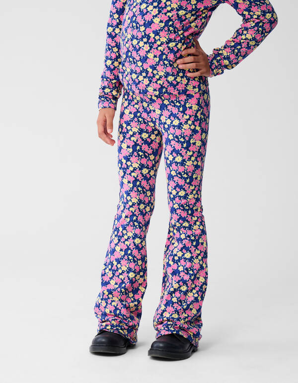 Flower Flared Fit Leggings Dunkelblau/Rosa SHOEBY GIRLS