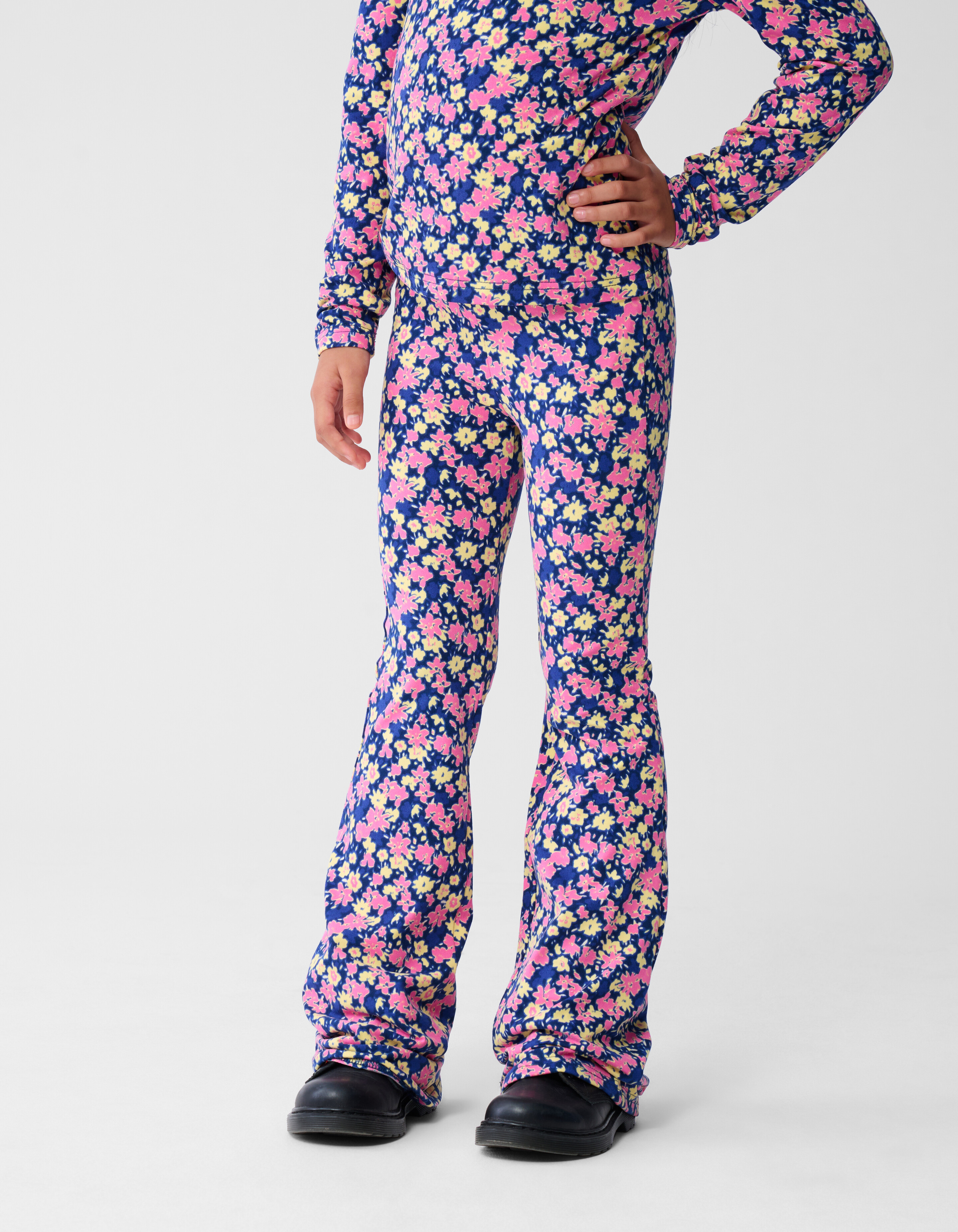 Flower Flared Fit Leggings Dunkelblau/Rosa SHOEBY GIRLS
