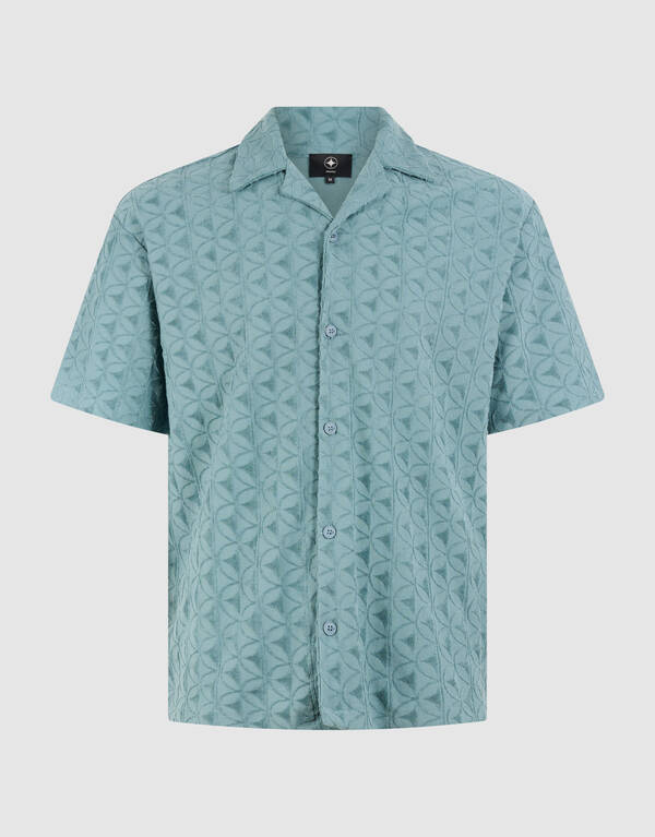 Logo-Frottee-Overshirt, Dunkelgr&uuml;n SHOEBY MEN