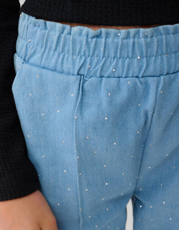 Strass Weite Beinform Hose Blau SHOEBY GIRLS