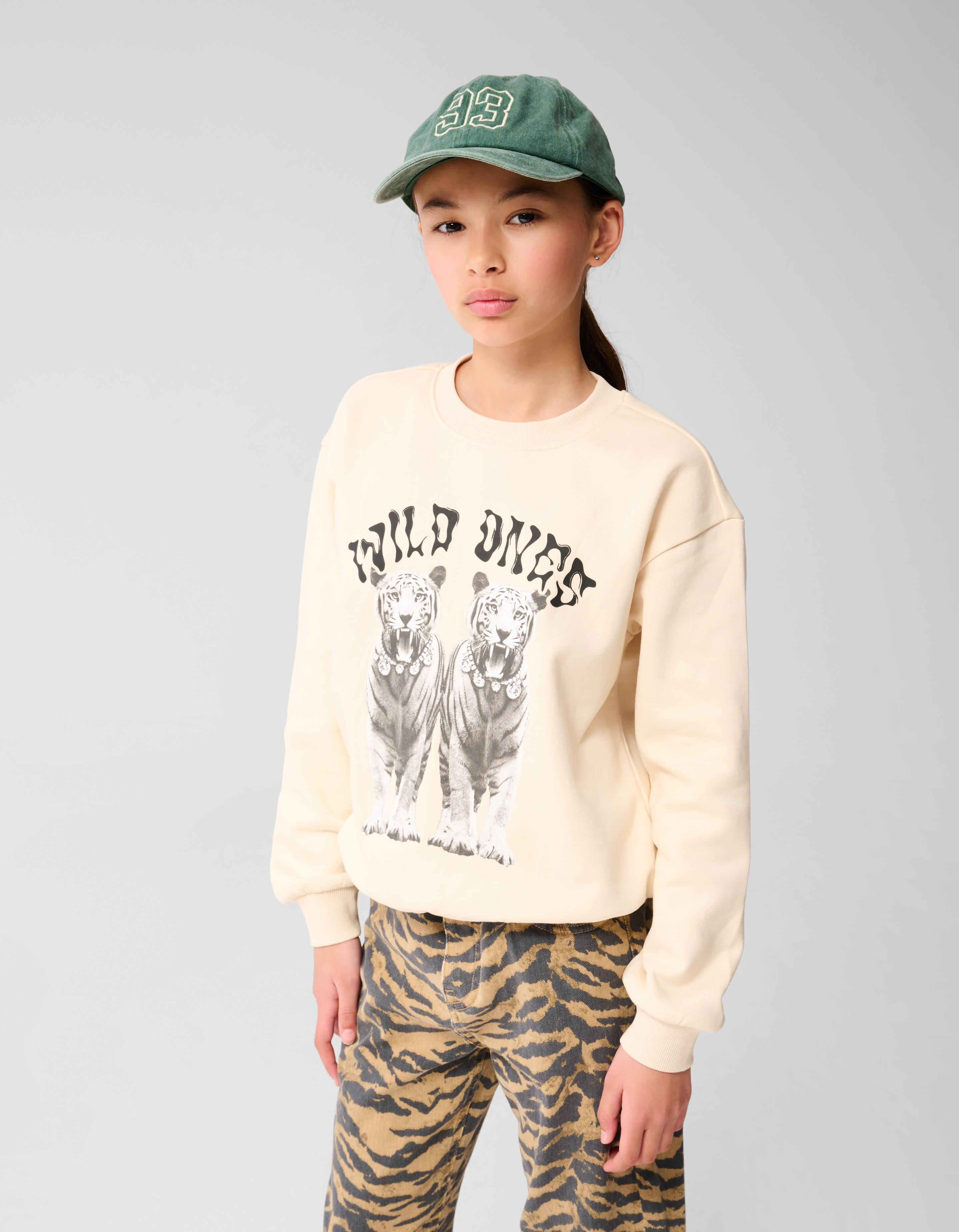 Tiger Kunst Pullover Gebrochen Weiß SHOEBY GIRLS