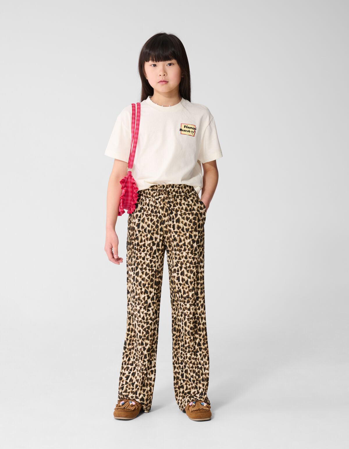 Pliss&eacute; Leopard Hose Hellbraun SHOEBY GIRLS
