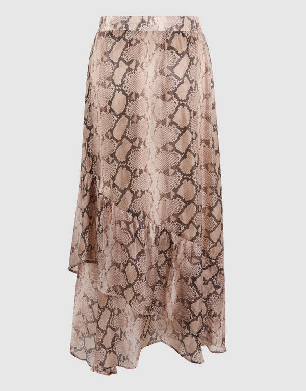 Schlange R&uuml;sche Maxi Rock Hellbraun SHOEBY WOMEN