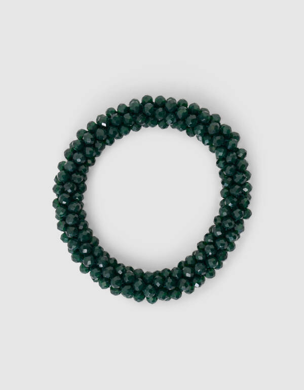 Perlenbesetztes Haargummi, dunkelgr&uuml;n SHOEBY ACCESSOIRES