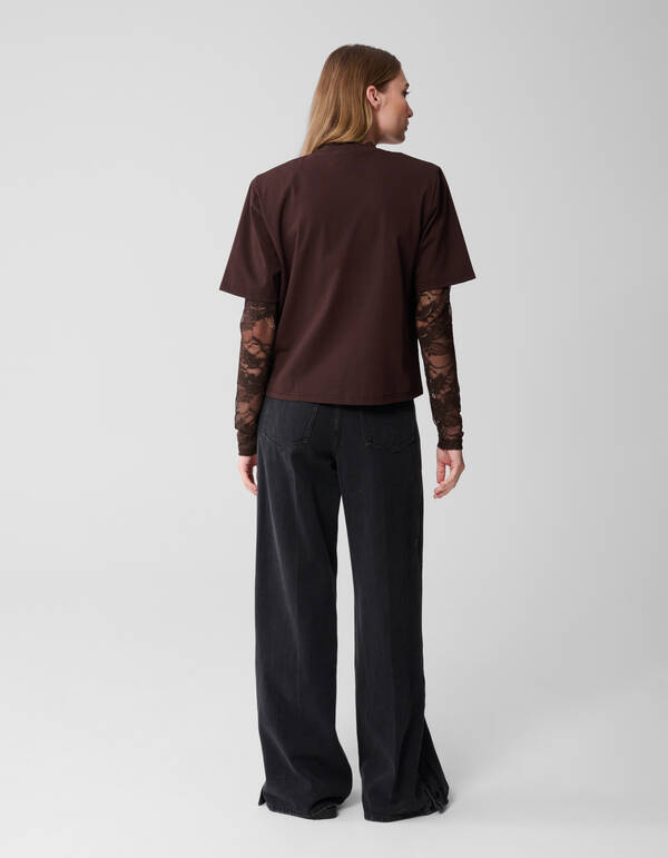 Gepolstertes T-Shirt Dunkelbraun SHOEBY WOMEN
