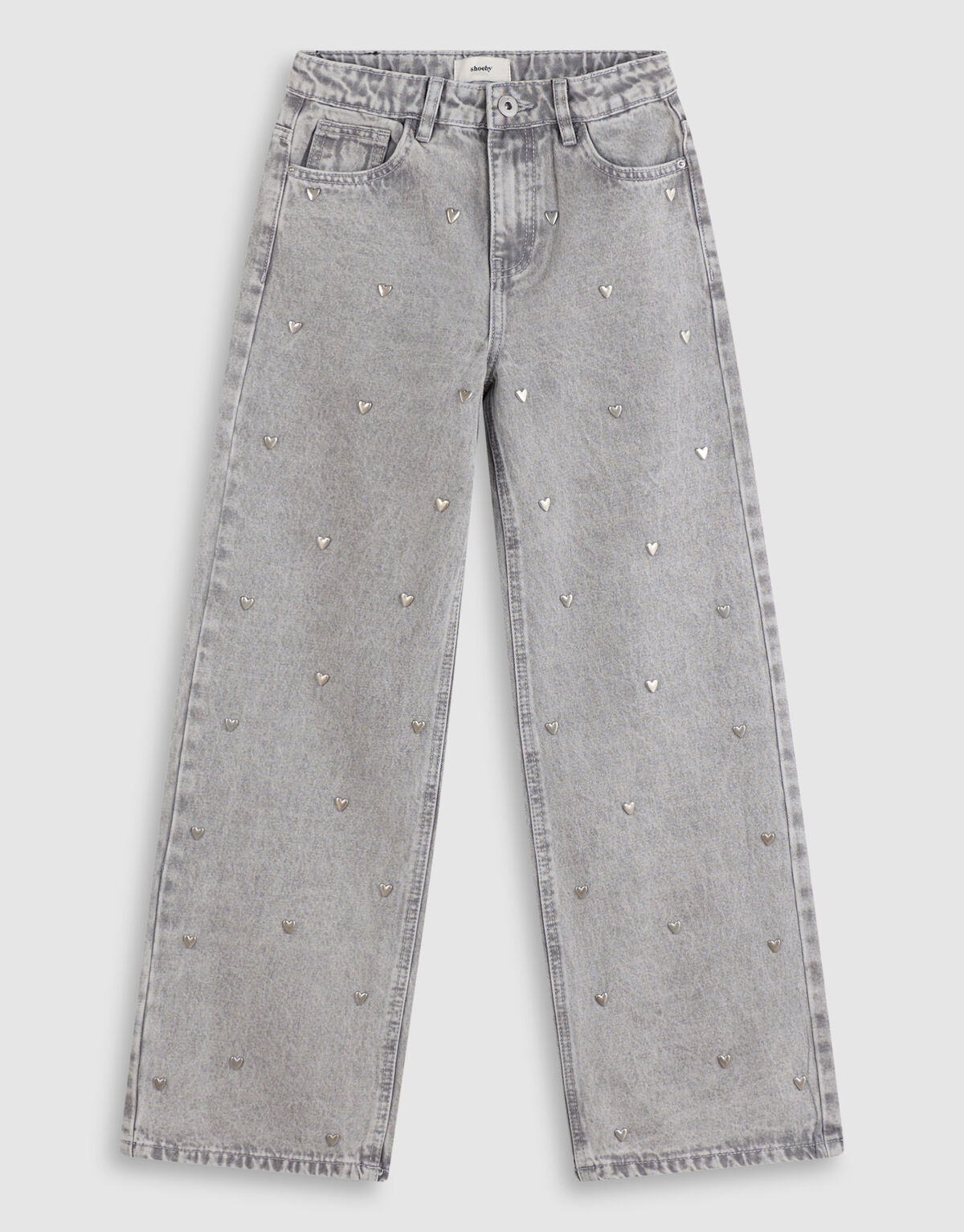 Weit geschnittene Jeans mit Nieten, grau SHOEBY GIRLS