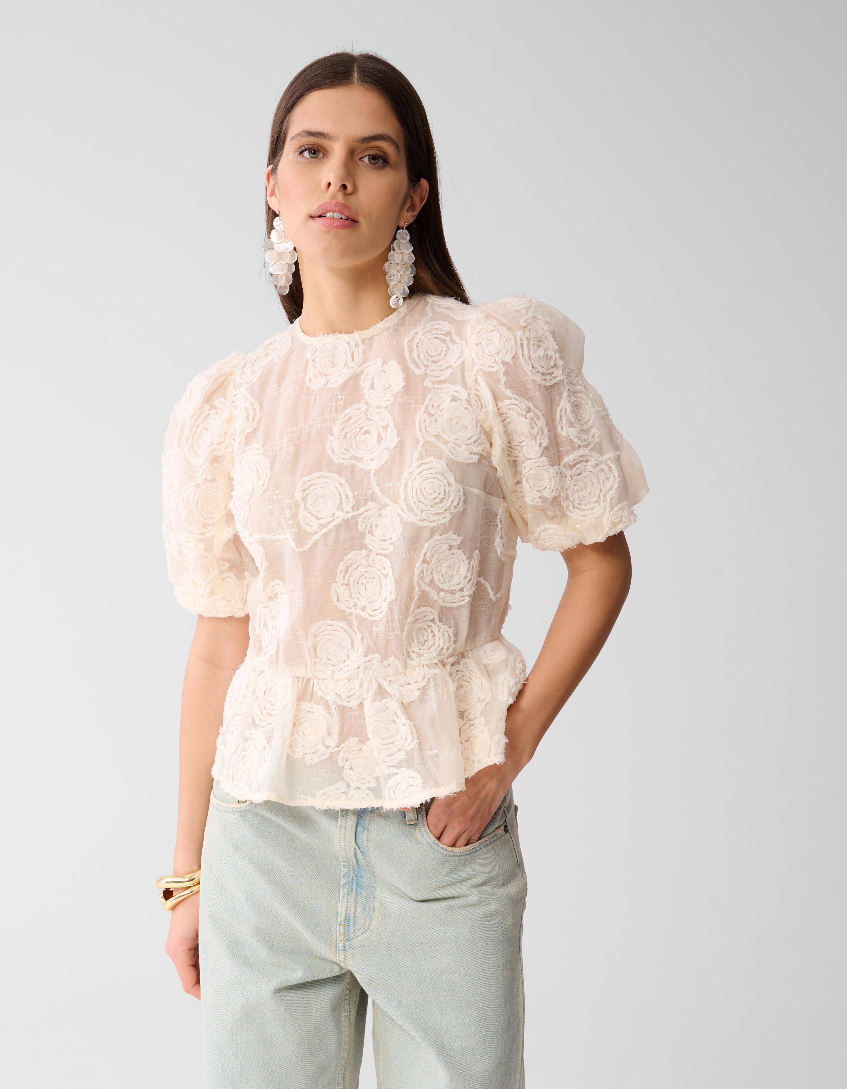 Geblümtes Pailletten-Top Off White SHOEBY WOMEN