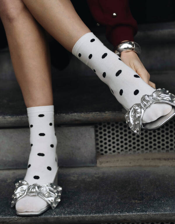 Polkadot Socken Wei&szlig;/Schwarz SHOEBY ACCESSOIRES