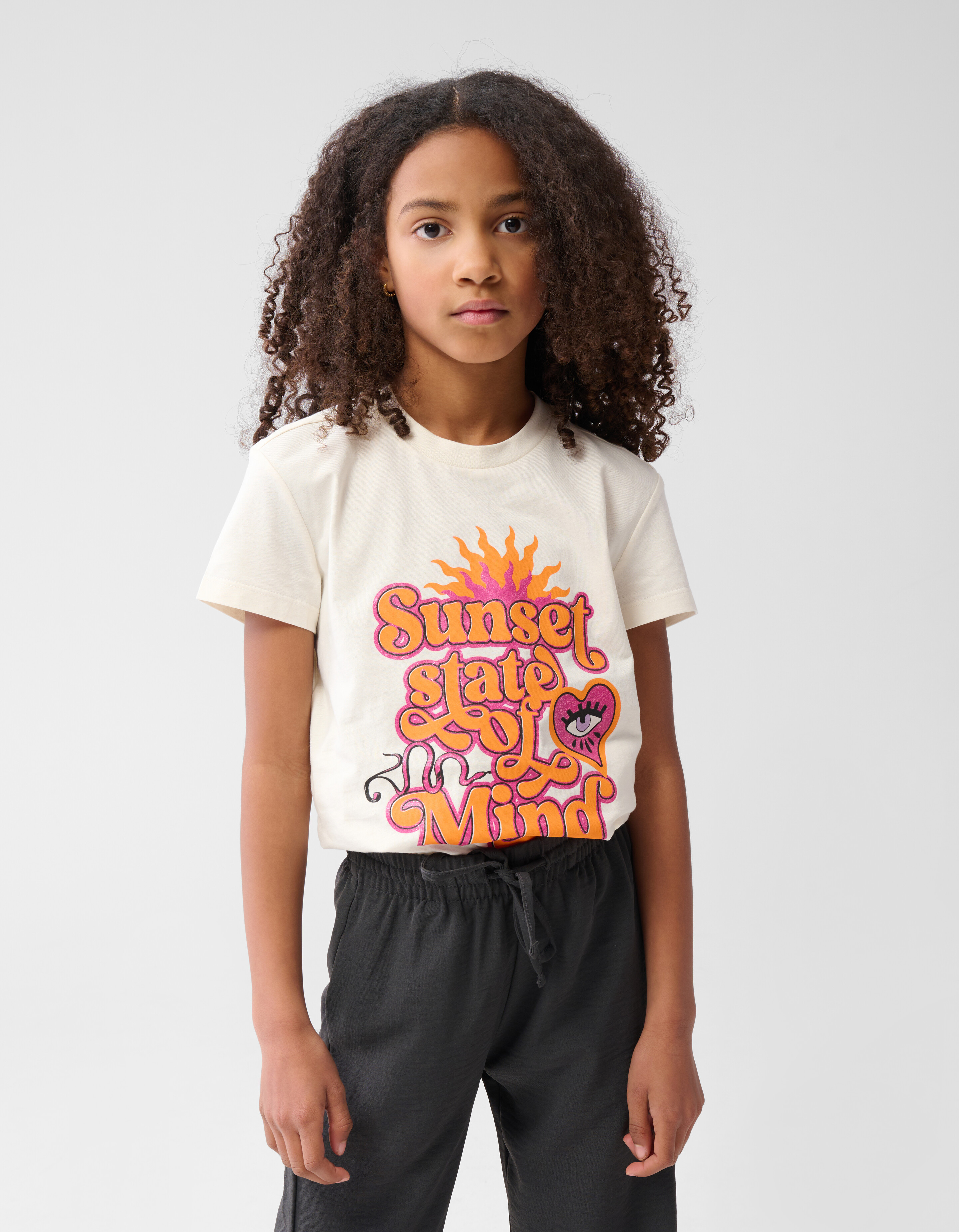 Glitter Artwork T-shirt Off White SHOEBY GIRLS