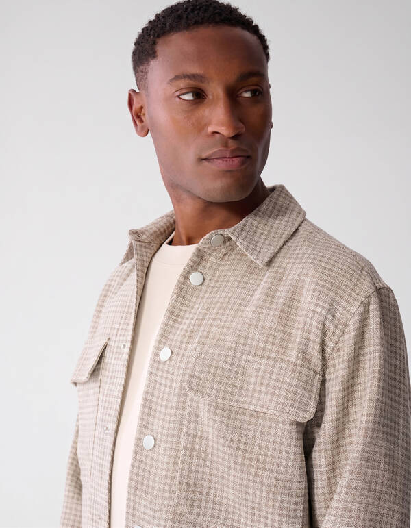 Melange Check Overshirt Sand SHOEBY MEN