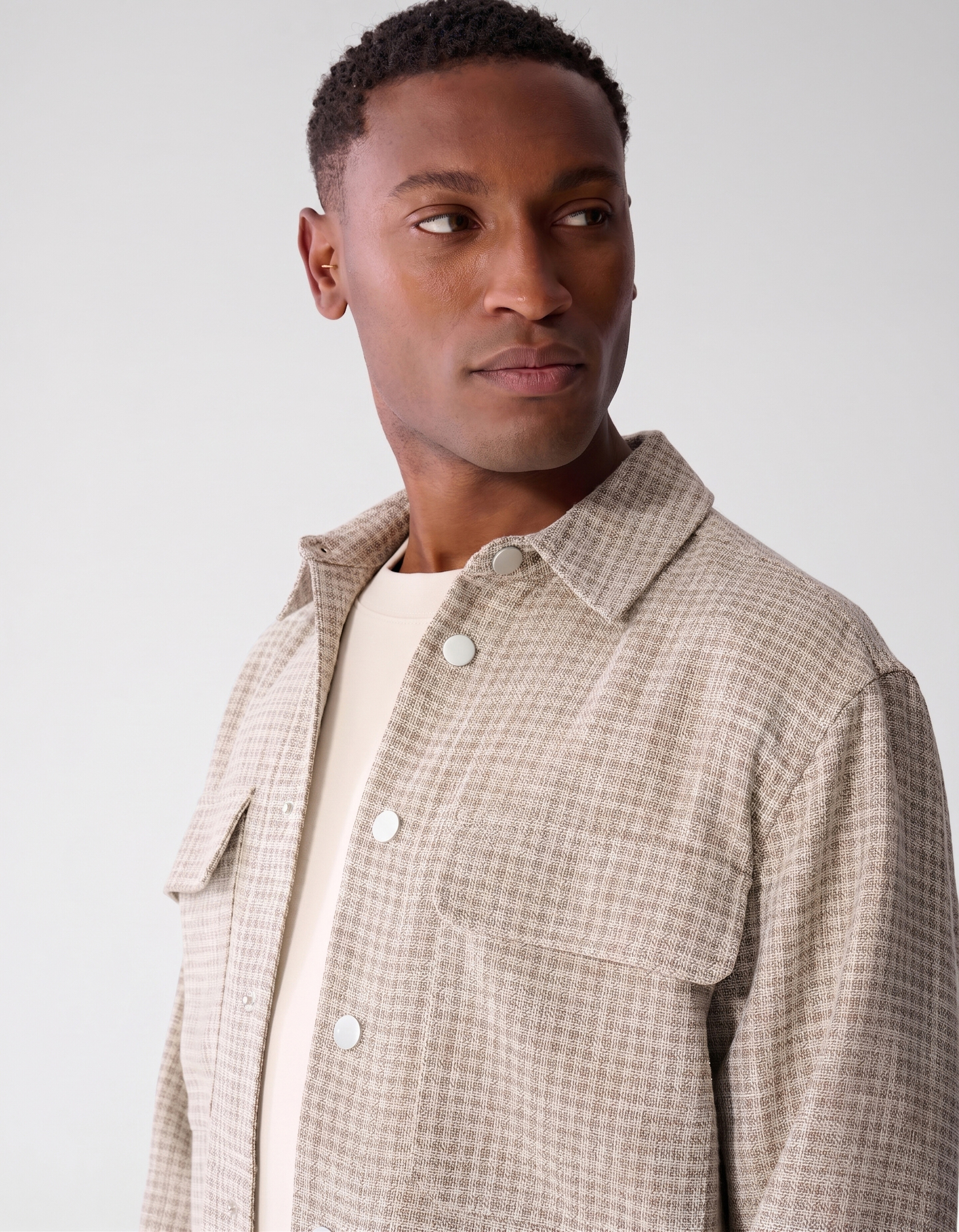 Melange Check Overshirt Sand SHOEBY MEN