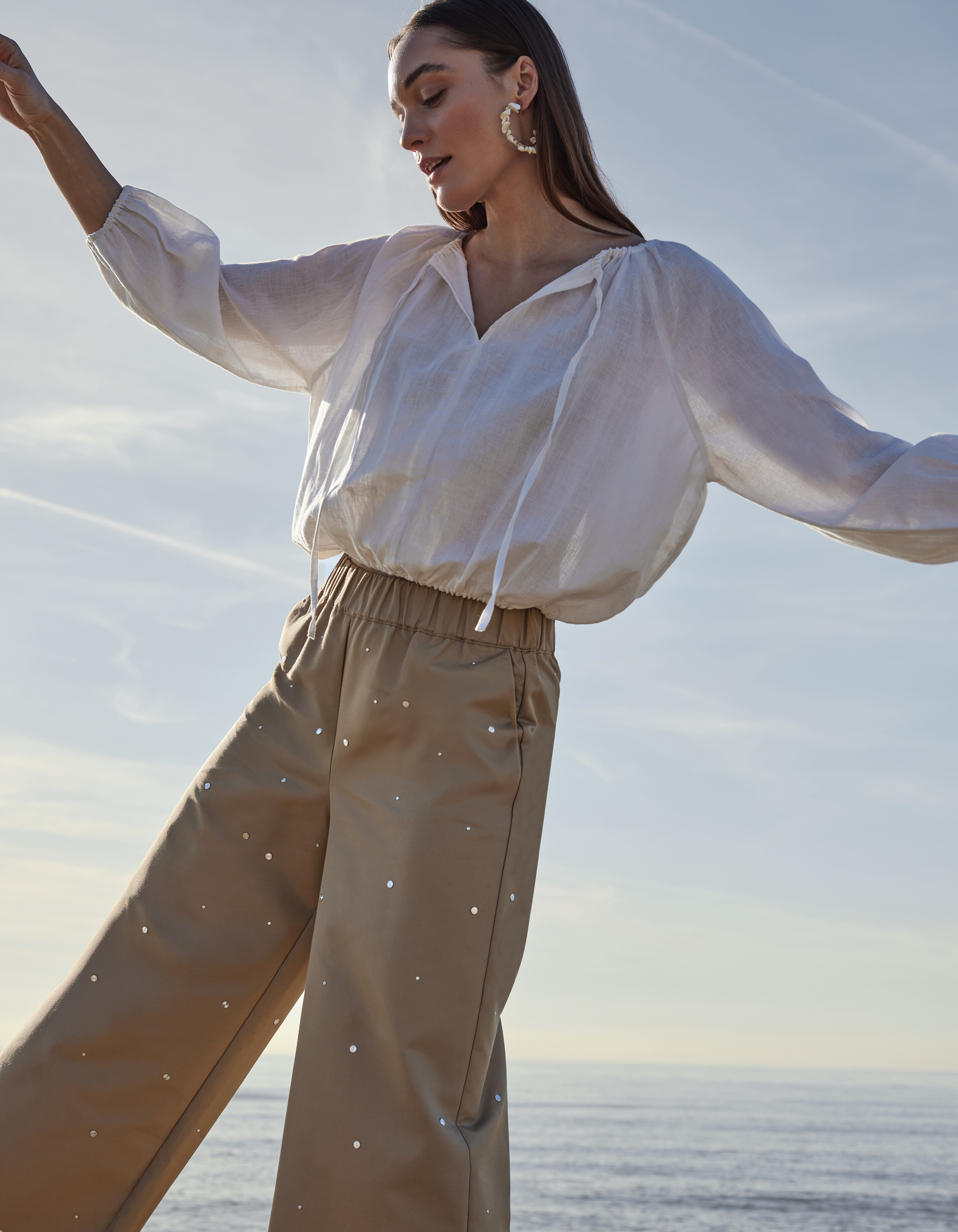 Studs Wide Leg Trousers Sand By Mieke SHOEBY WOMEN