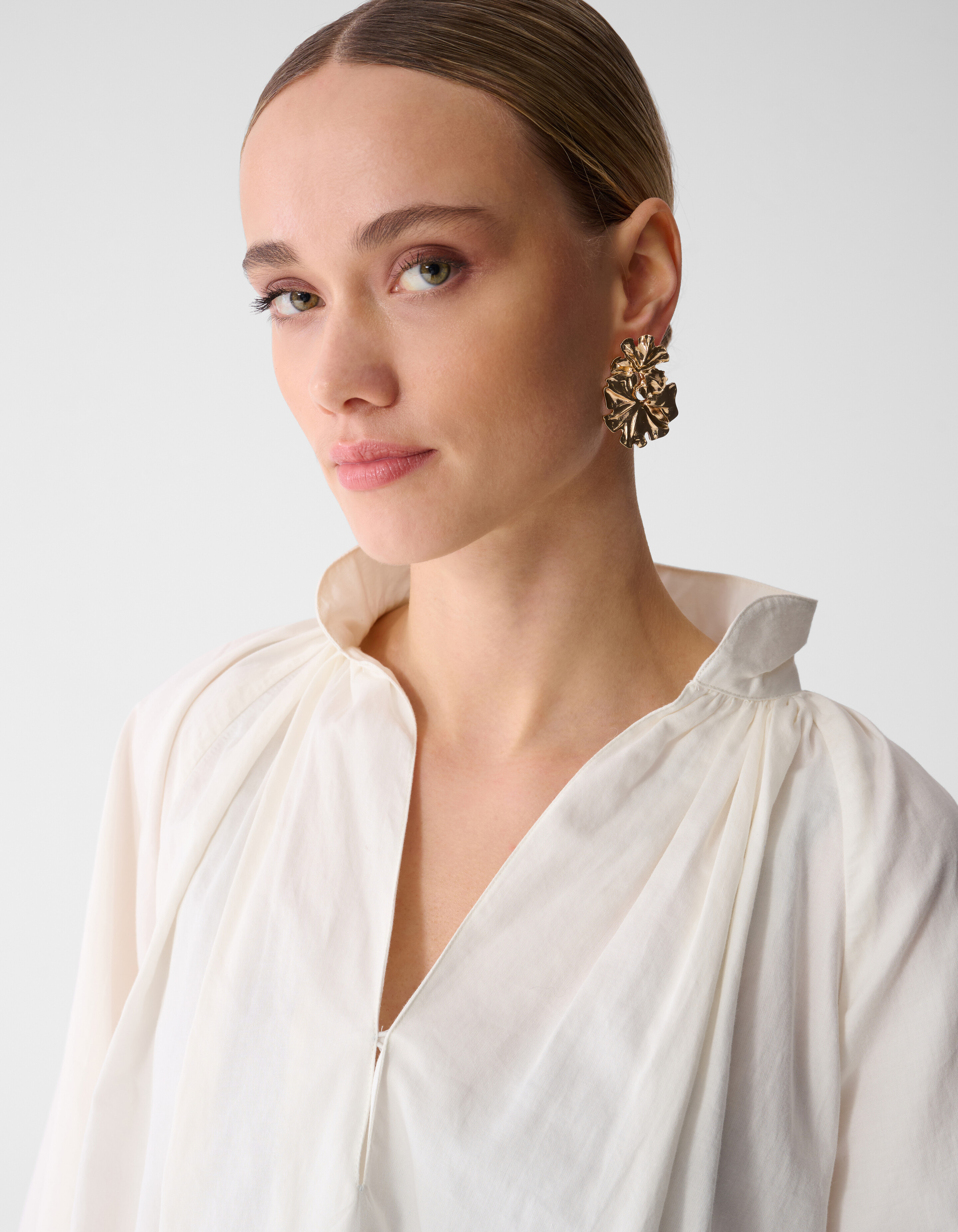 Bluse mit &uuml;bergro&szlig;en Kitt&auml;rmeln Wei&szlig; SHOEBY WOMEN