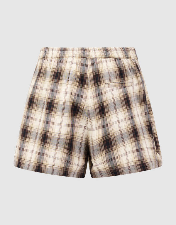 Karierte Shorts mit Perlenverzierung Braun SHOEBY WOMEN
