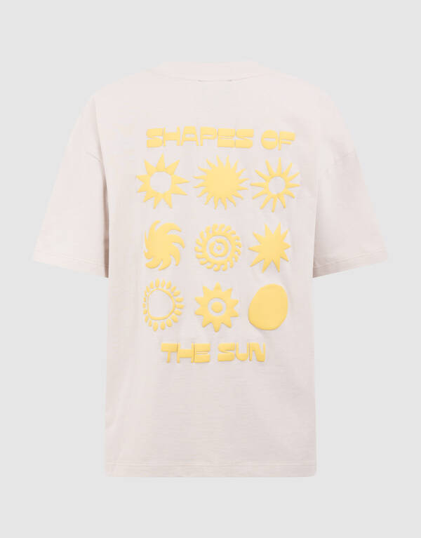 Oversized Sun Artwork T-Shirt Beige SHOEBY BOYS