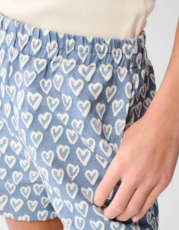 Herz-Stickerei Kurz Blauw SHOEBY GIRLS
