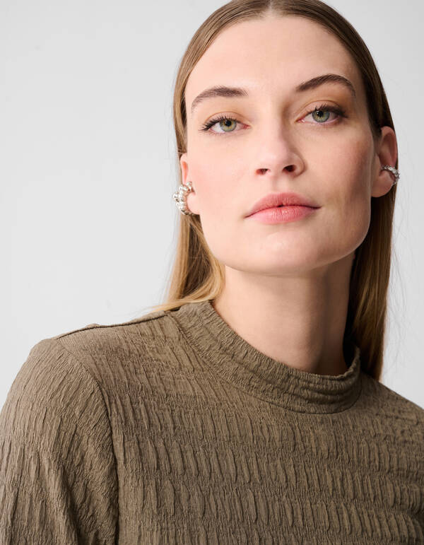 Struktur Langarmshirt Top Khaki SHOEBY WOMEN