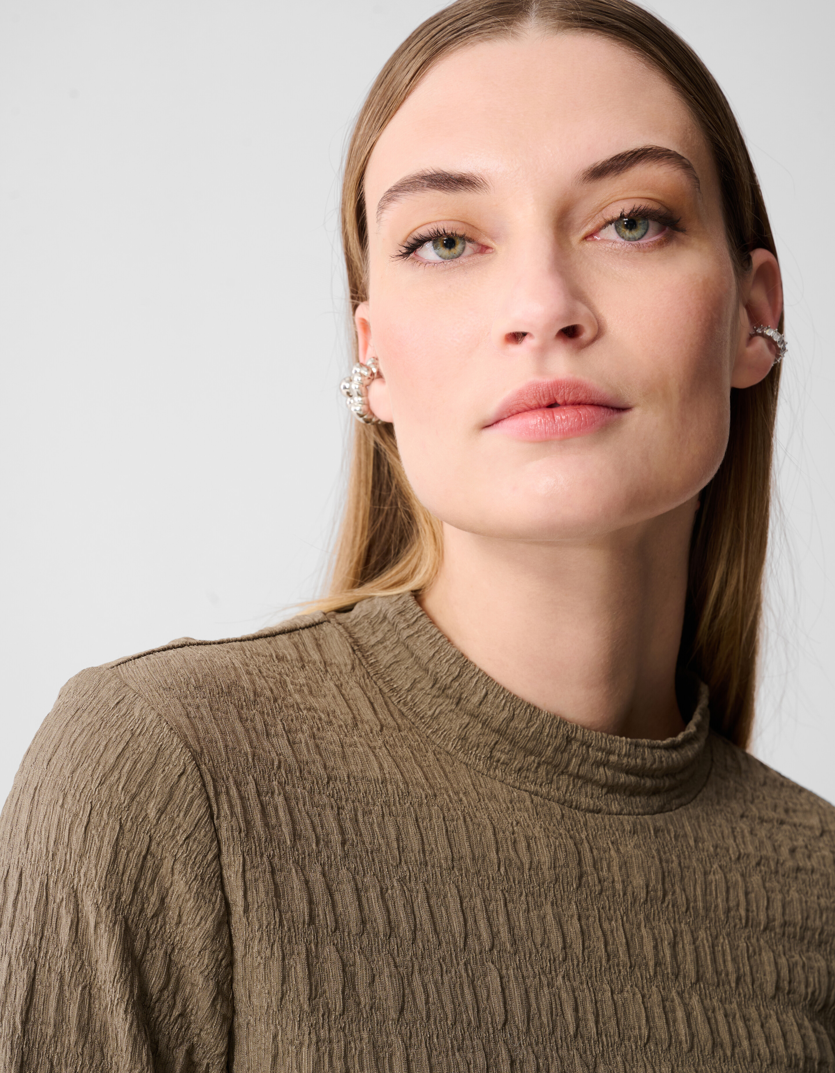 Struktur Langarmshirt Top Khaki SHOEBY WOMEN