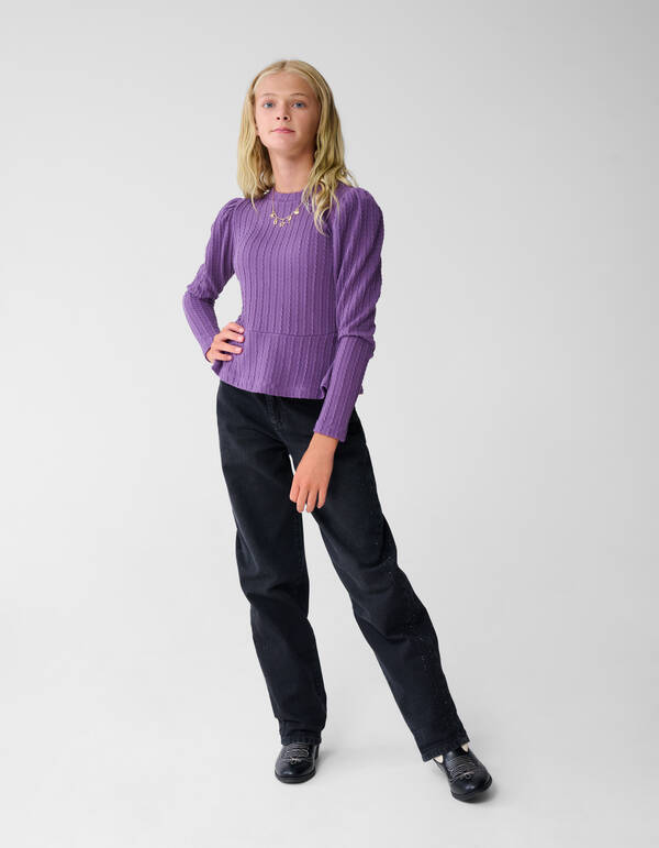 Peplum-Kabel-Langarmshirt Lila SHOEBY GIRLS