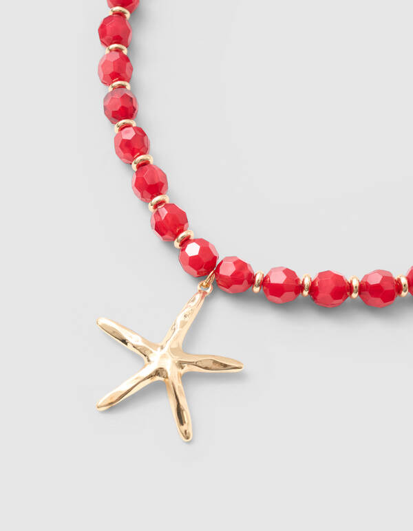 Perlen-Sternfisch-Kette Rot SHOEBY ACCESSOIRES