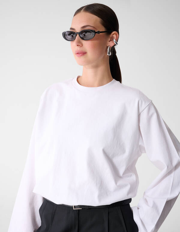Wei&szlig;es Ballon-Langarmshirt SHOEBY WOMEN